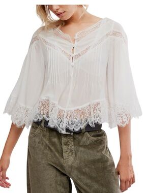 Free People Women's Bali Midnight Rain V-Neck Top, Size MEDIUM